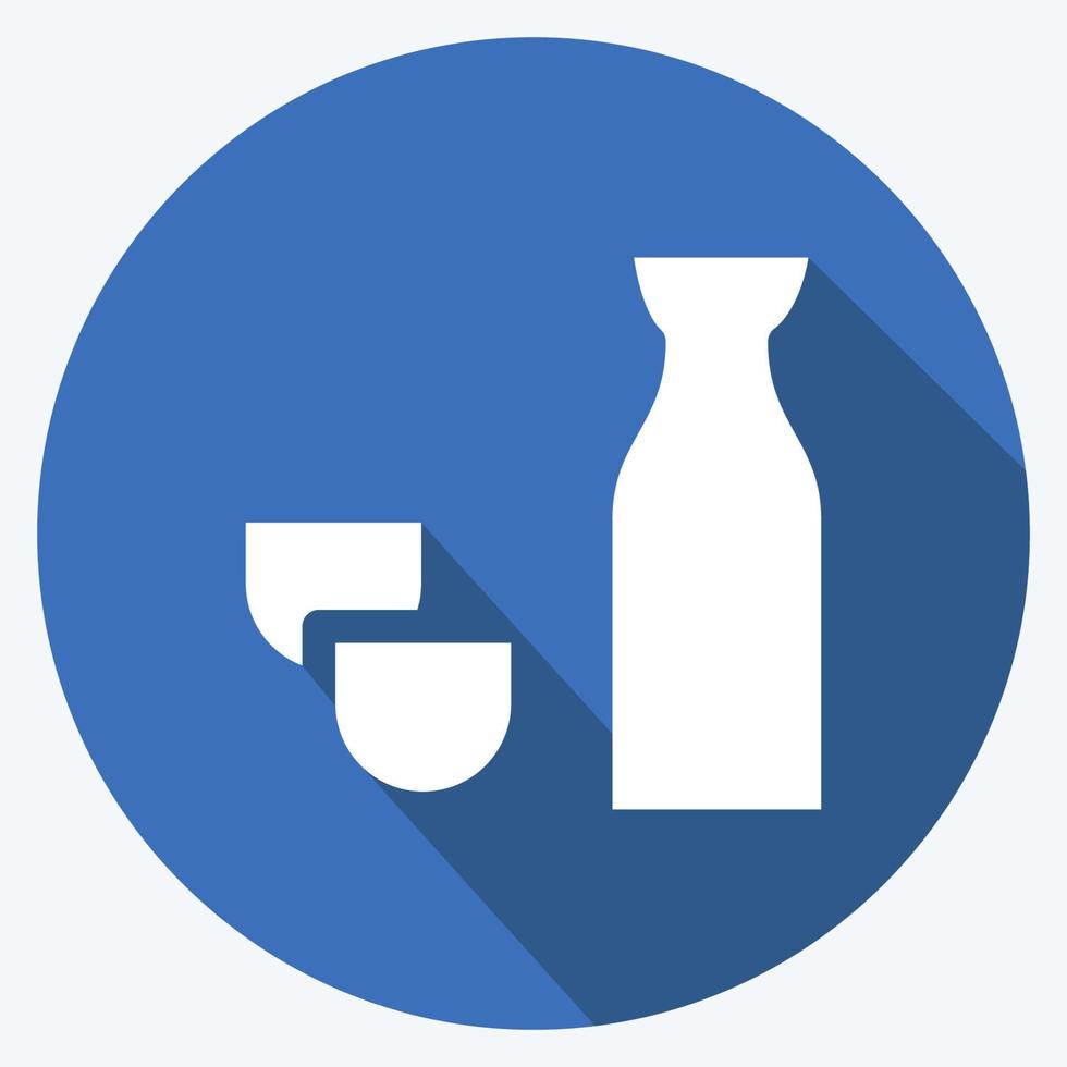 Icon Sake. suitable for Japanese symbol. long shadow style. simple design editable. design template vector. simple illustration vector