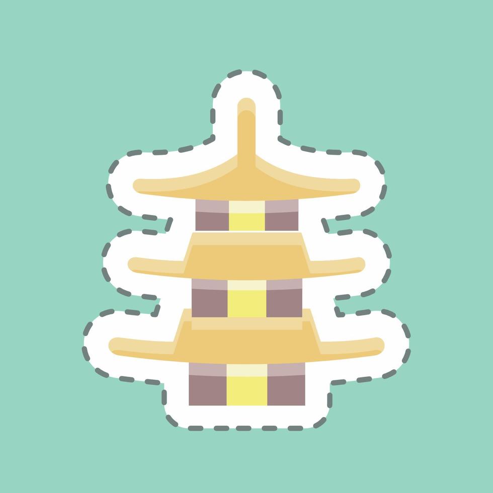 Sticker line cut Pagoda. suitable for Japanese symbol. simple design editable. design template vector. simple illustration vector
