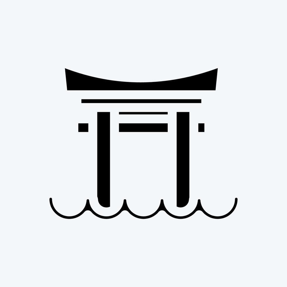 icono de la puerta torii. adecuado para el símbolo japonés. estilo de glifo. diseño simple editable. vector de plantilla de diseño. ilustración sencilla