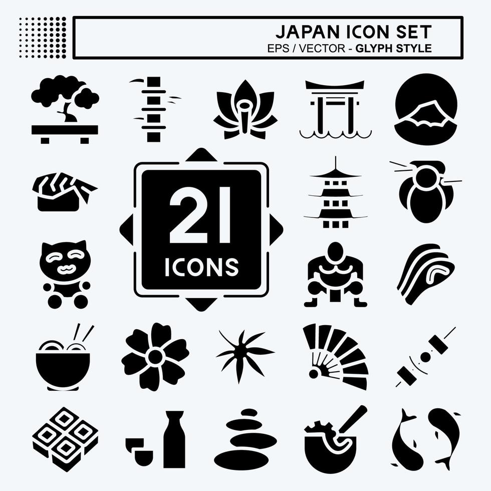 Icon Set Japan. suitable for Japanese symbol. glyph style. simple design editable. design template vector. simple illustration vector