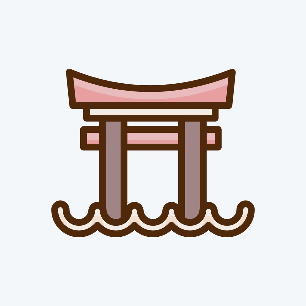 icono de la puerta torii. adecuado para el símbolo japonés. estilo plano diseño simple editable. vector de plantilla de diseño. ilustración sencilla