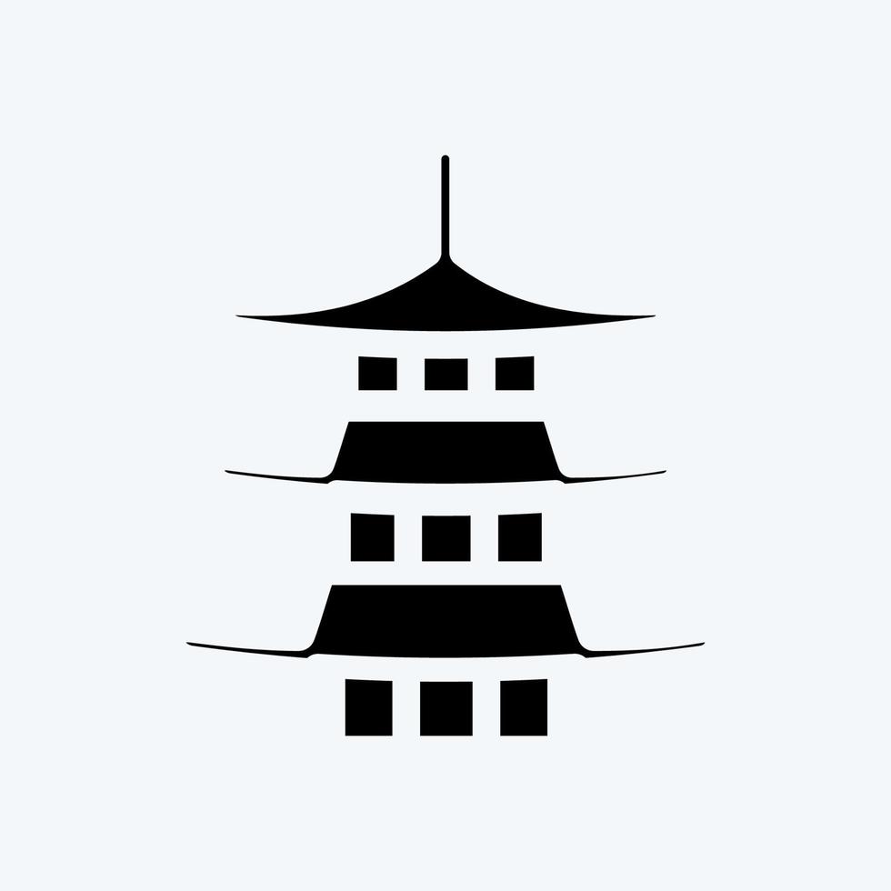 pagoda de icono. adecuado para el símbolo japonés. estilo de glifo. diseño simple editable. vector de plantilla de diseño. ilustración sencilla