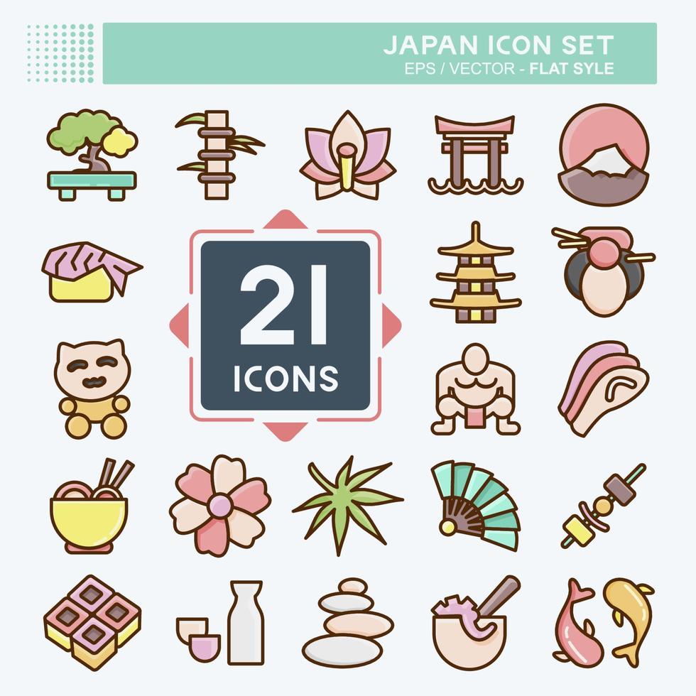 conjunto de iconos de japón. adecuado para el símbolo japonés. estilo plano diseño simple editable. vector de plantilla de diseño. ilustración sencilla
