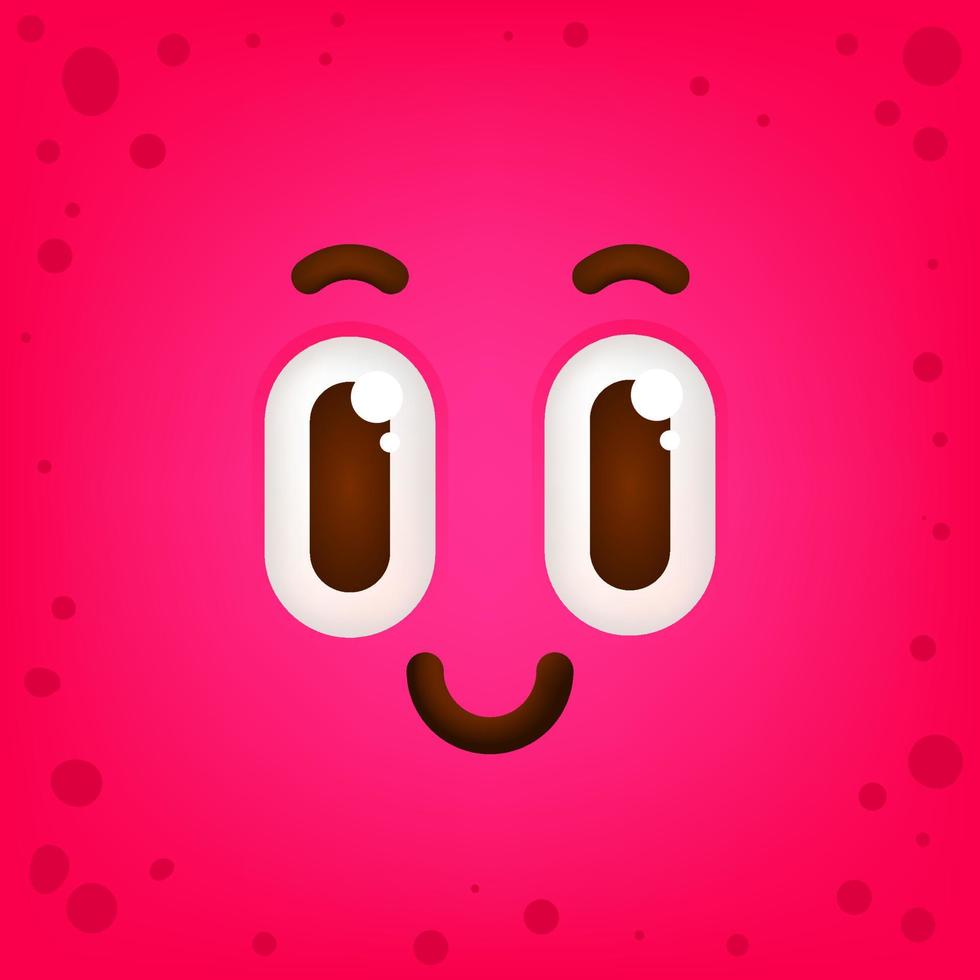 cara divertida de dibujos animados. gráficos vectoriales de stock emoticones de cara sonriente roja y rosa o ilustración emoji. lindas emociones divertidas con ojos grandes vector