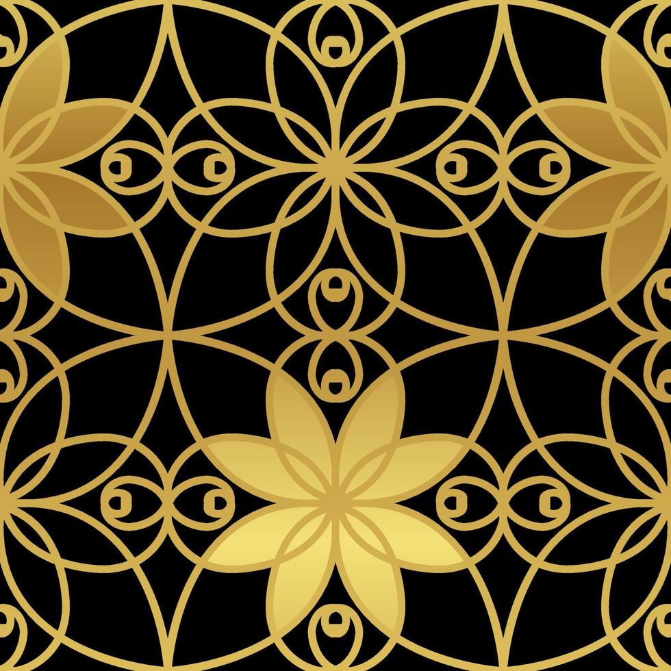 Golden texture seamless geometric pattern, flower. vector