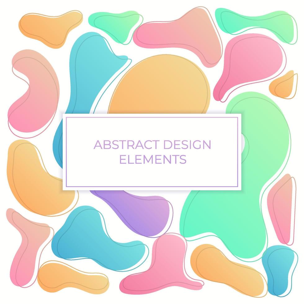 Shape design element abstract fluid gradient geometric modern splash halftone wavy set for copy space for text or flowing graphic curvy colorful vector background, backdrop for memphis flyer or banner