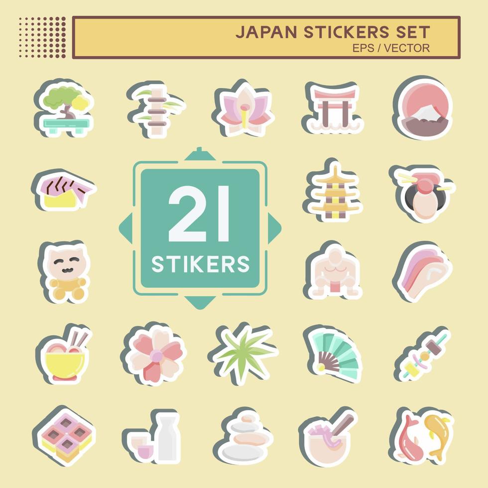 juego de pegatinas japón. adecuado para el símbolo japonés. diseño simple editable. vector de plantilla de diseño. ilustración sencilla