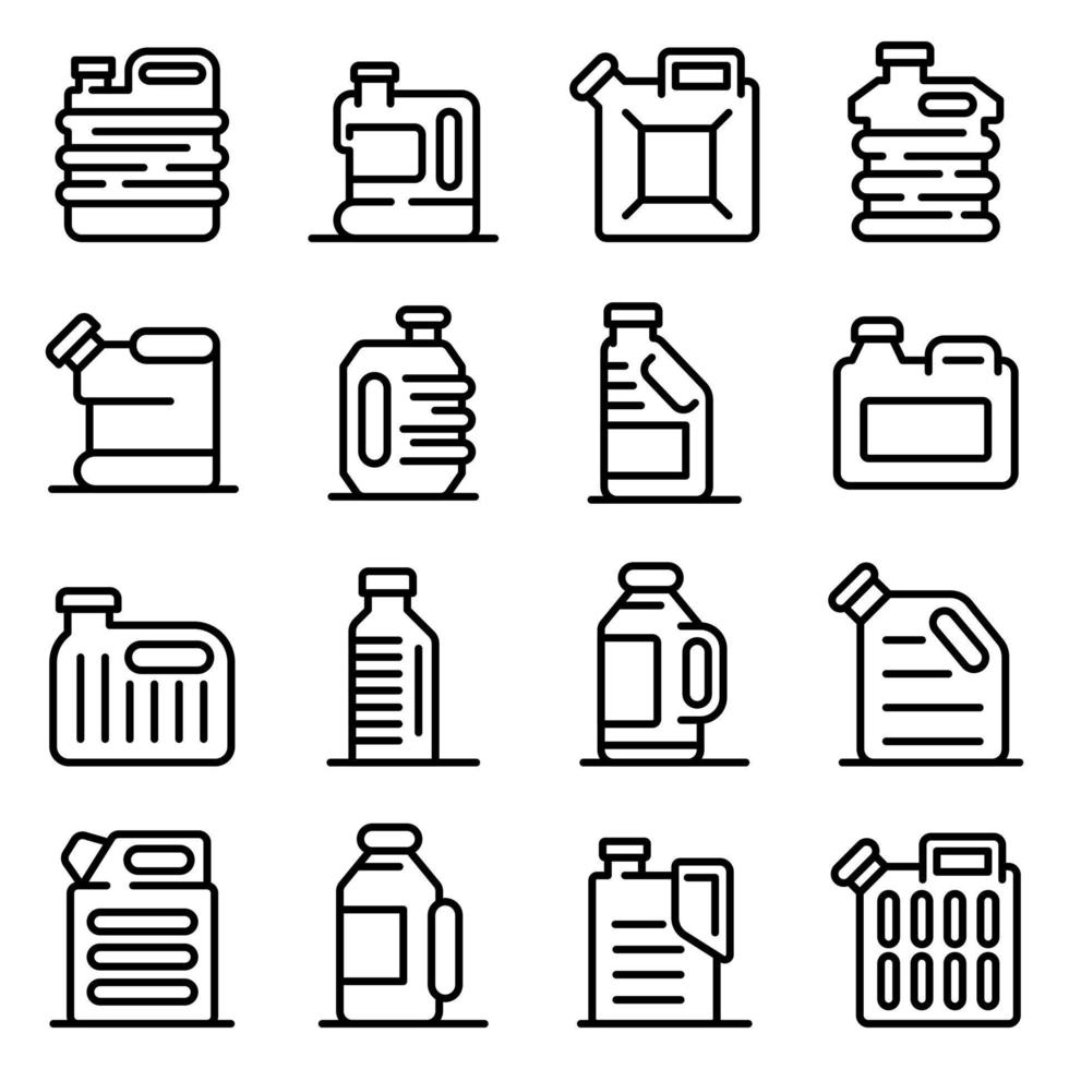 Canister icons set, outline style vector