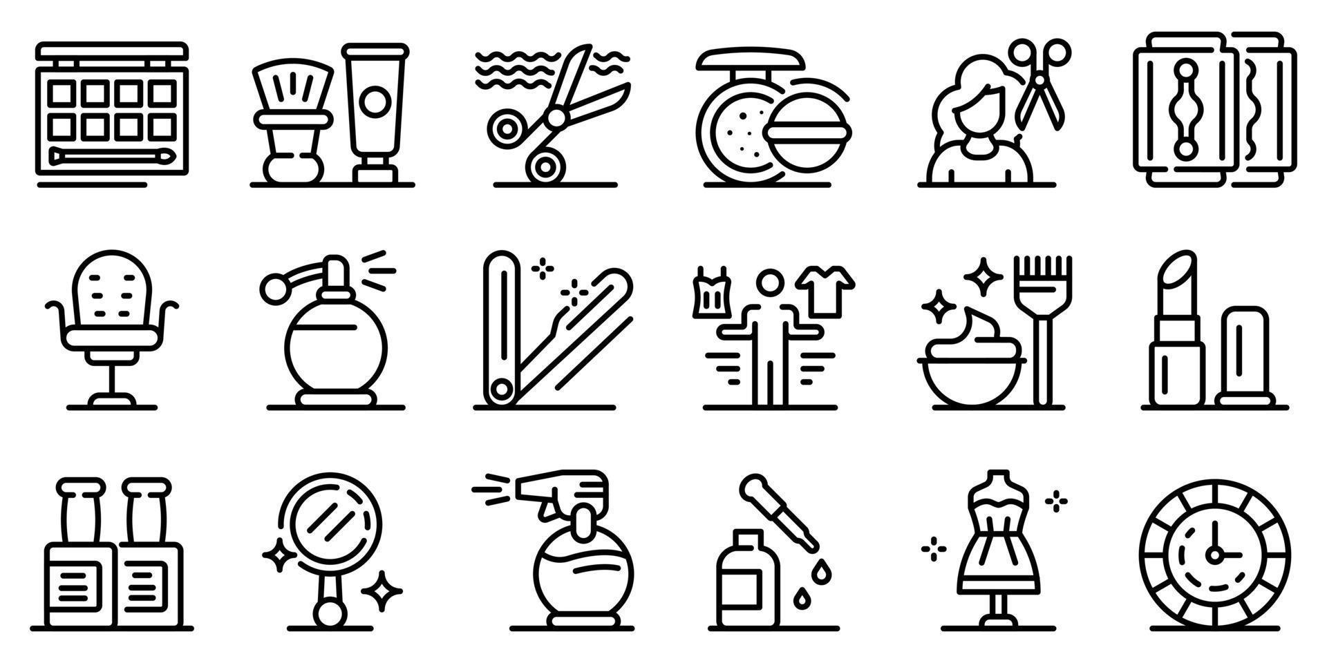 Stylist icons set, outline style vector