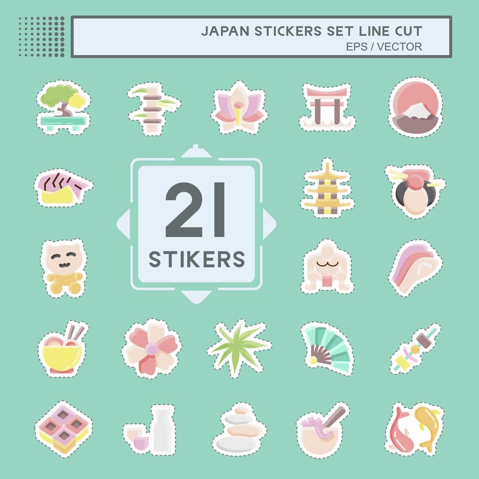 Sticker line cut Set Japan. suitable for Japanese symbol. simple design editable. design template vector. simple illustration vector