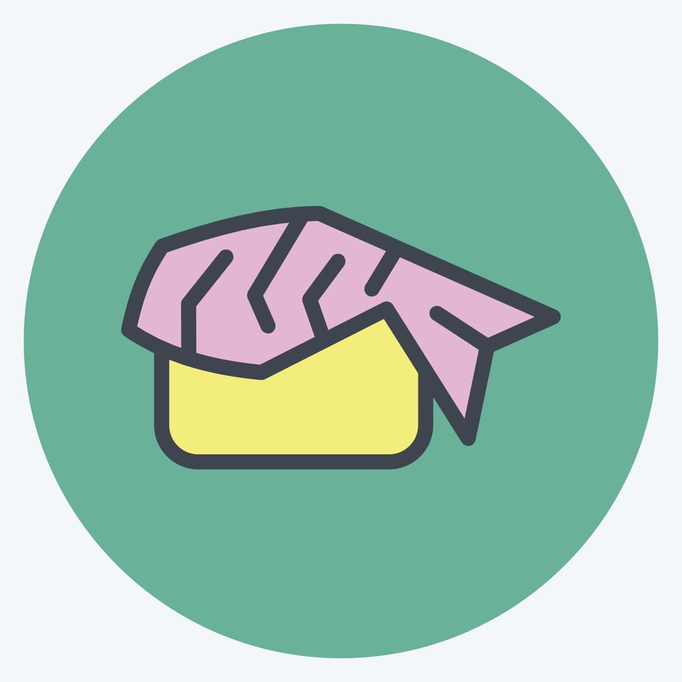 icono de sushi. adecuado para el símbolo japonés. estilo compañero de color. diseño simple editable. vector de plantilla de diseño. ilustración sencilla