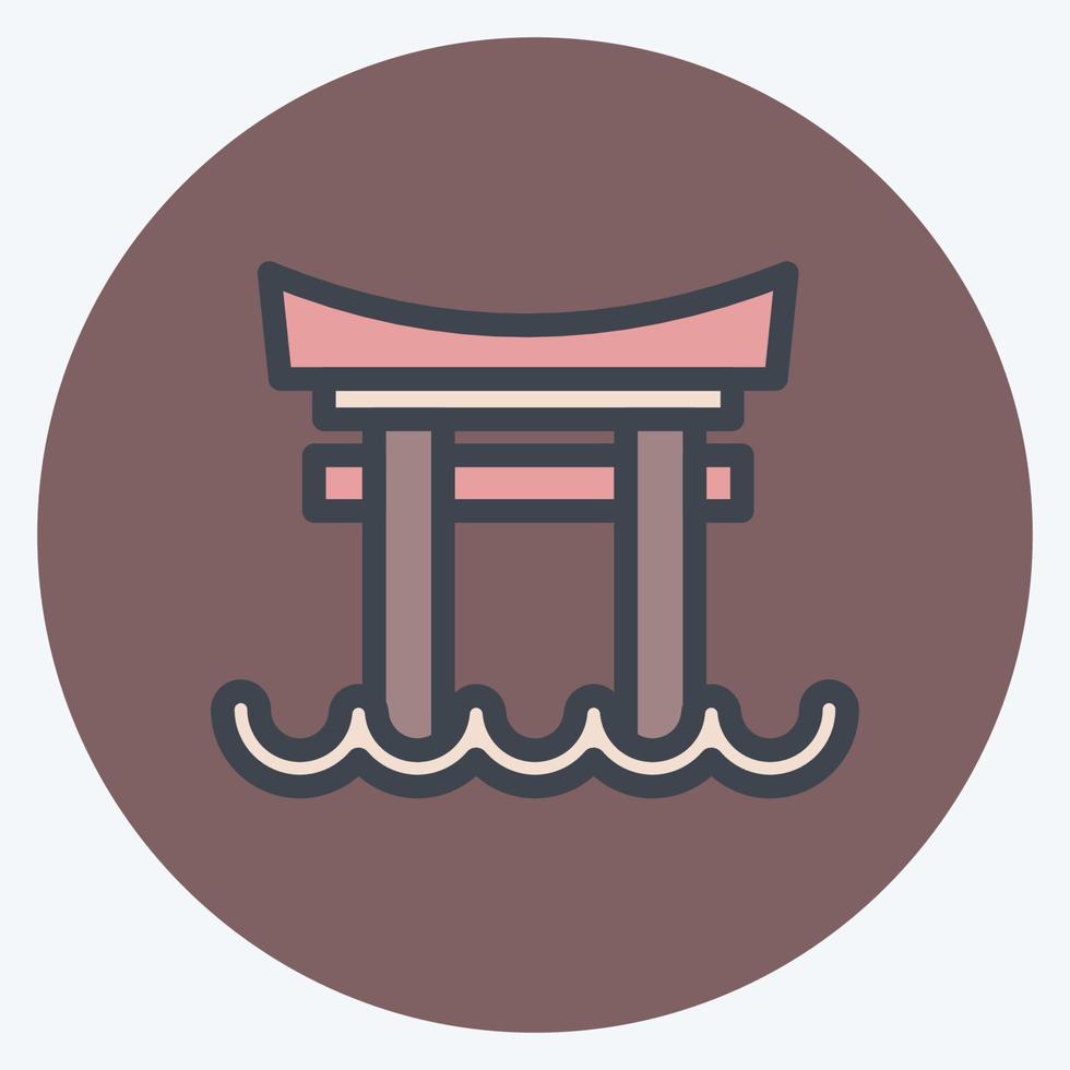 icono de la puerta torii. adecuado para el símbolo japonés. estilo compañero de color. diseño simple editable. vector de plantilla de diseño. ilustración sencilla