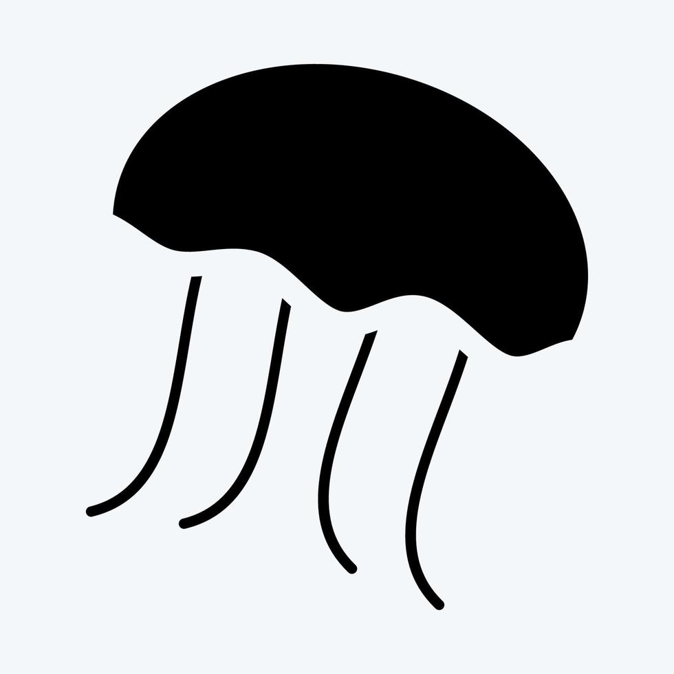 Icon Jelly Fish. suitable for seafood symbol. glyph style. simple design editable. design template vector. simple illustration vector