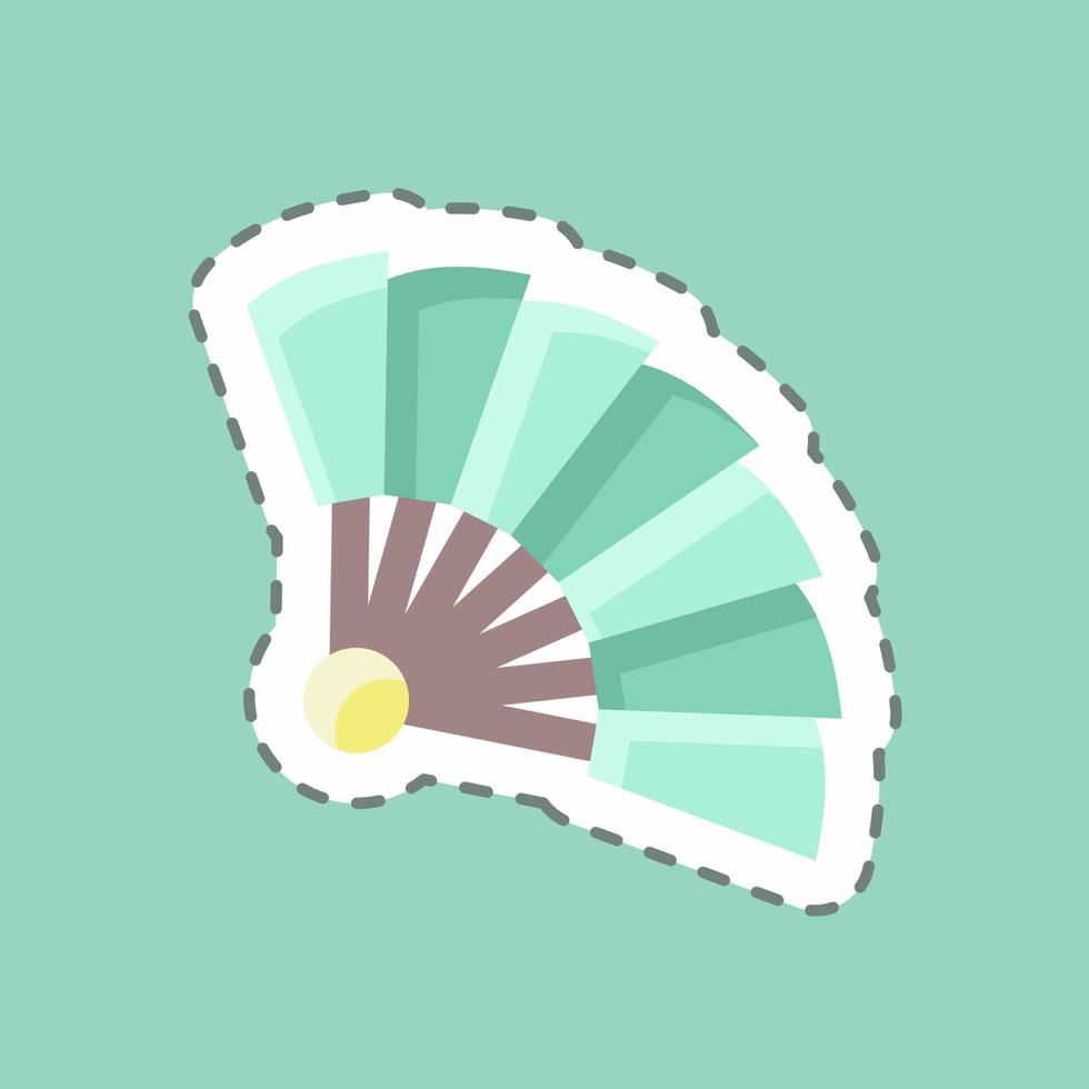 Sticker line cut Hand Fan. suitable for Japanese symbol. simple design editable. design template vector. simple illustration vector