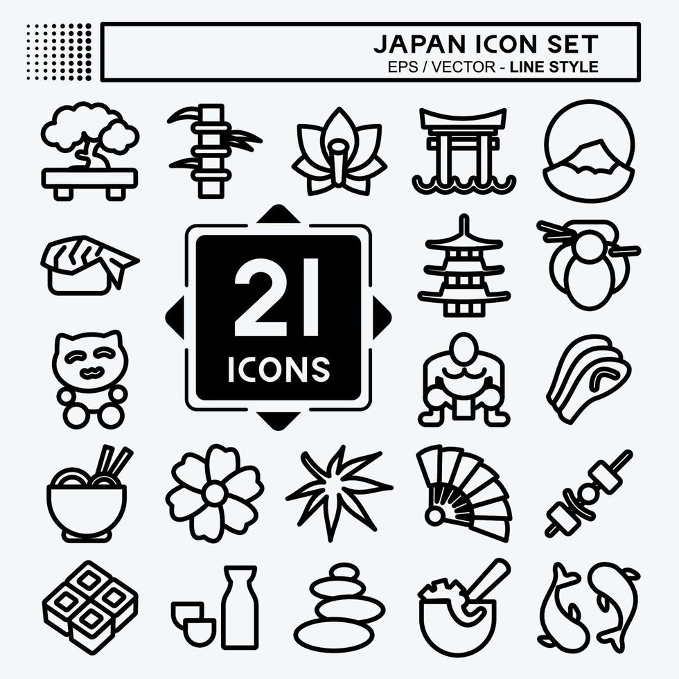 conjunto de iconos de japón. adecuado para el símbolo japonés. estilo de línea diseño simple editable. vector de plantilla de diseño. ilustración sencilla