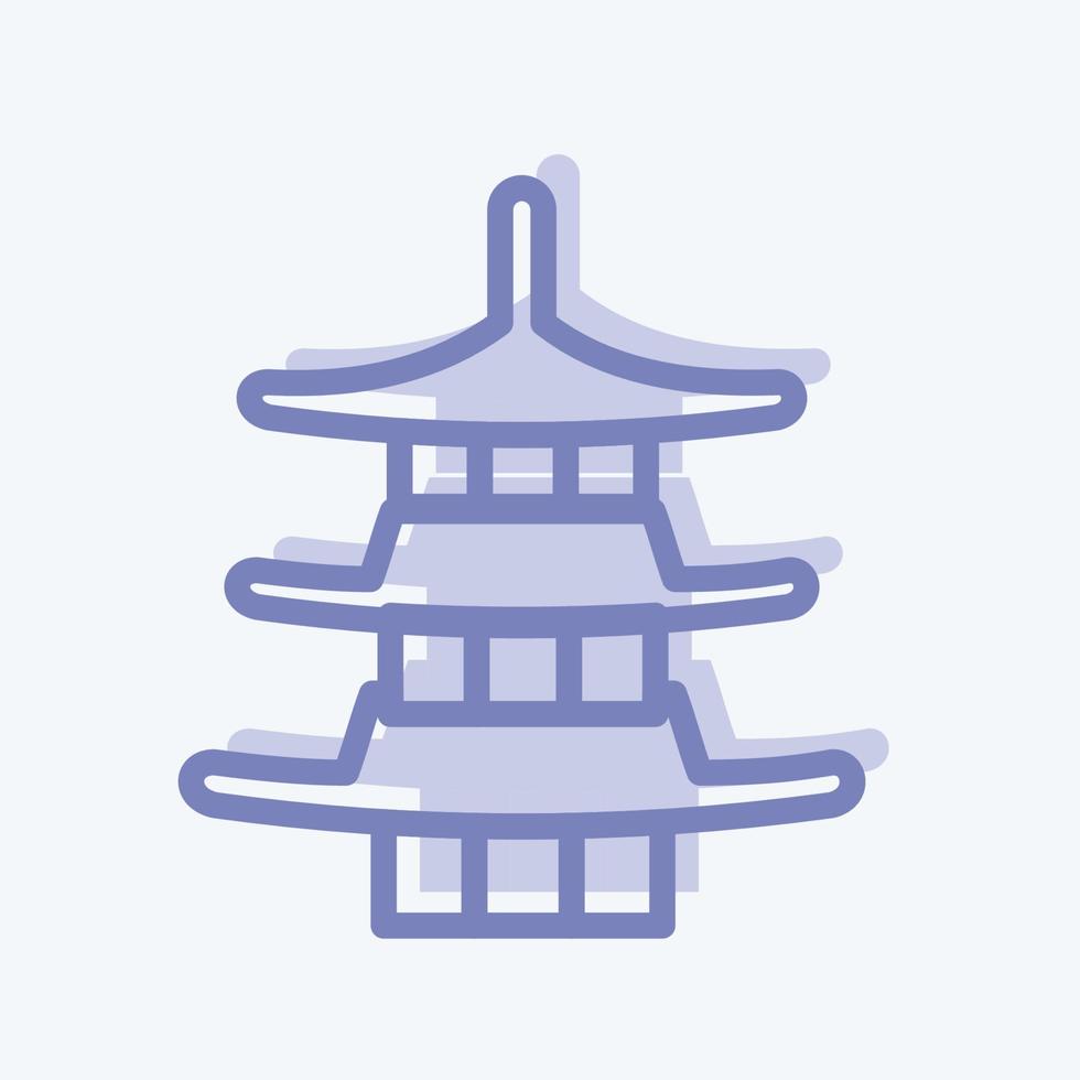 pagoda de icono. adecuado para el símbolo japonés. estilo de dos tonos. diseño simple editable. vector de plantilla de diseño. ilustración sencilla