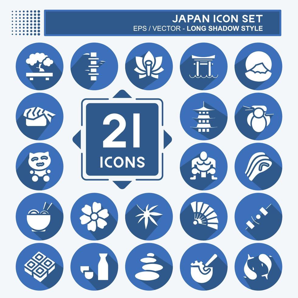 Icon Set Japan. suitable for Japanese symbol. long shadow style. simple design editable. design template vector. simple illustration vector