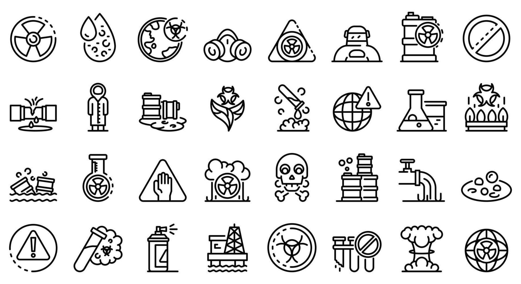 Biohazard icons set, outline style vector