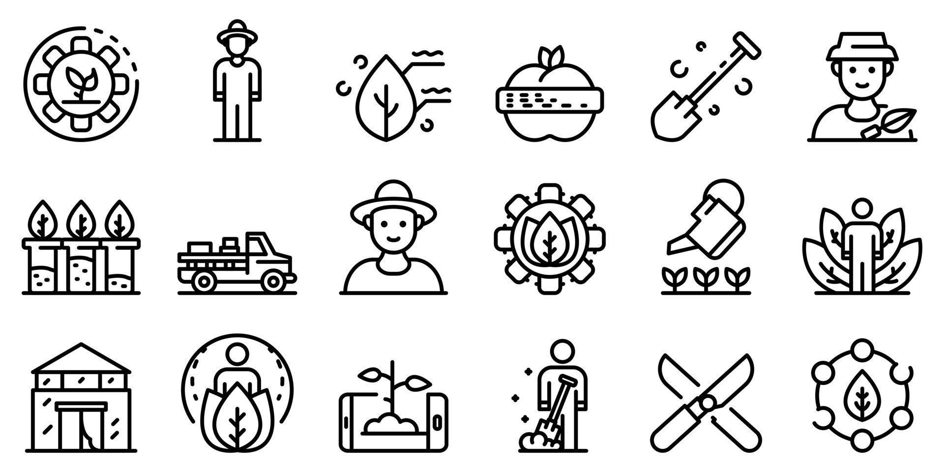 Agronomist icons set, outline style vector