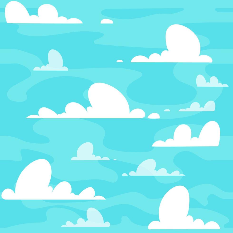 Vector seamless pattern of clouds on blue sky.
