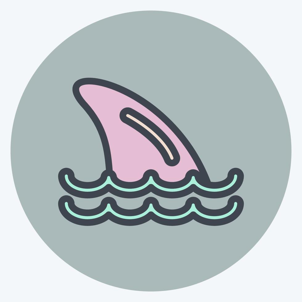 Icon Shark Fins. suitable for seafood symbol. color mate style. simple design editable. design template vector. simple illustration vector