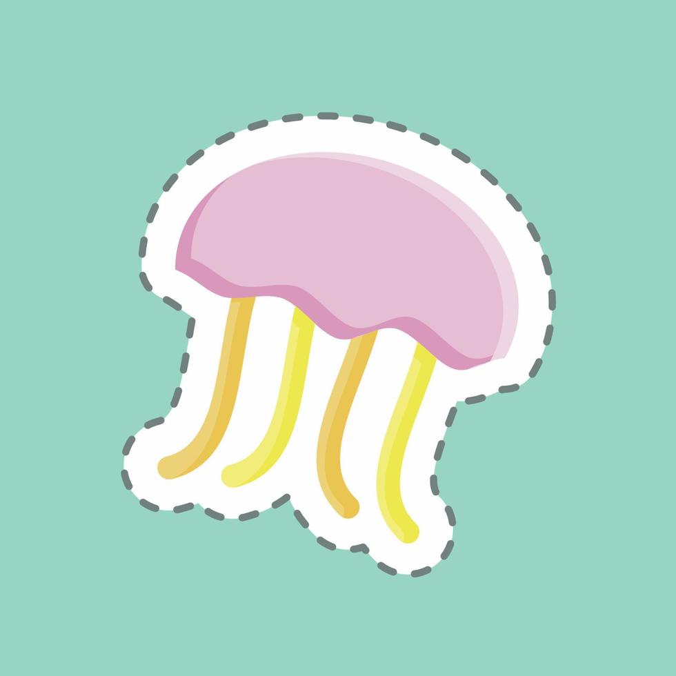 línea de pegatina cortada medusas. adecuado para el símbolo de mariscos. diseño simple editable. vector de plantilla de diseño. ilustración sencilla