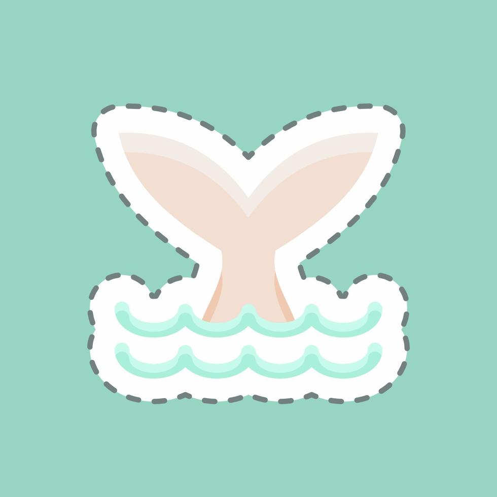 Sticker line cut Whale. suitable for seafood symbol. simple design editable. design template vector. simple illustration vector