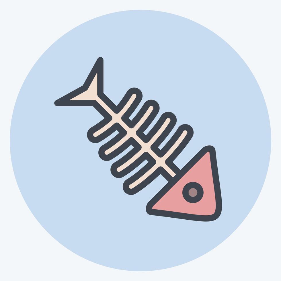 Icon Fish Bone. suitable for seafood symbol. color mate style. simple design editable. design template vector. simple illustration vector