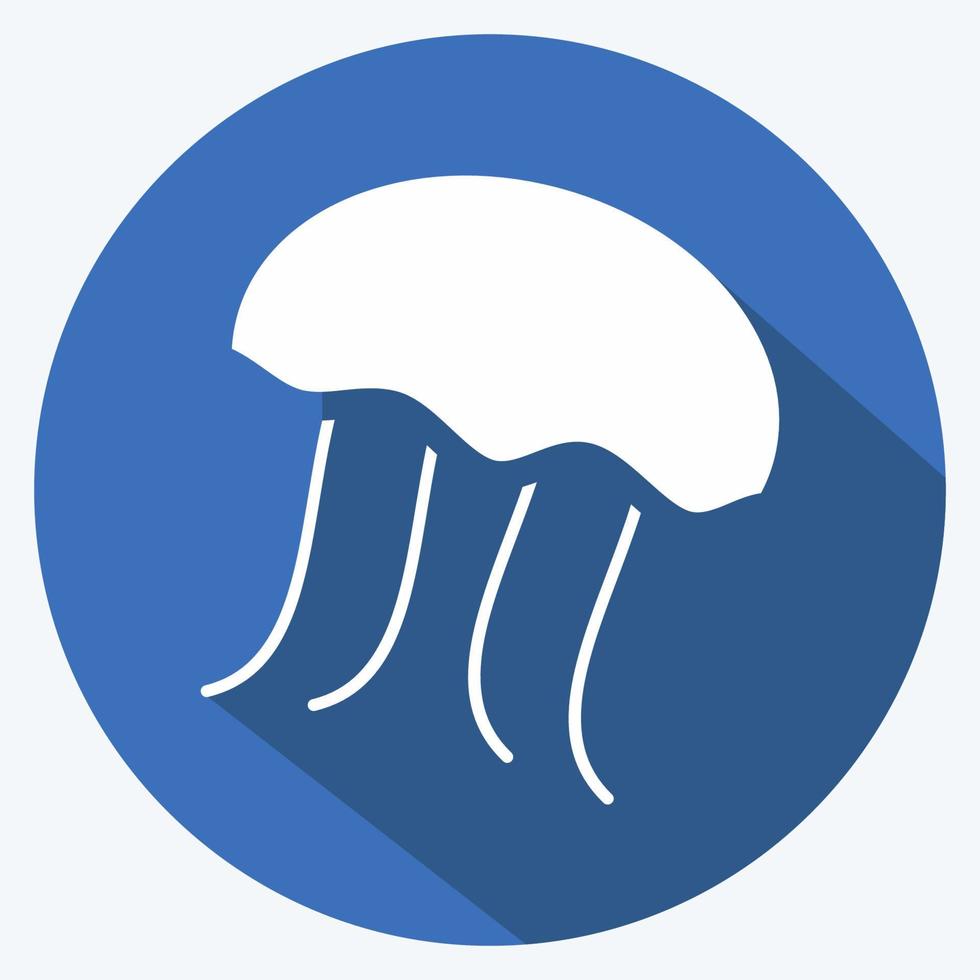 Icon Jelly Fish. suitable for seafood symbol. long shadow style. simple design editable. design template vector. simple illustration vector