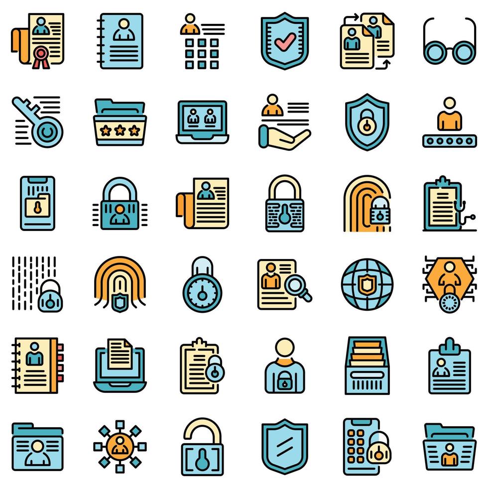 Personal information icons set vector flat