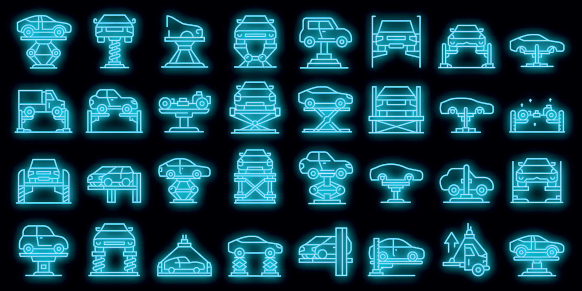 Car lift icons set vector neon 8859253 Vector Art at Vecteezy