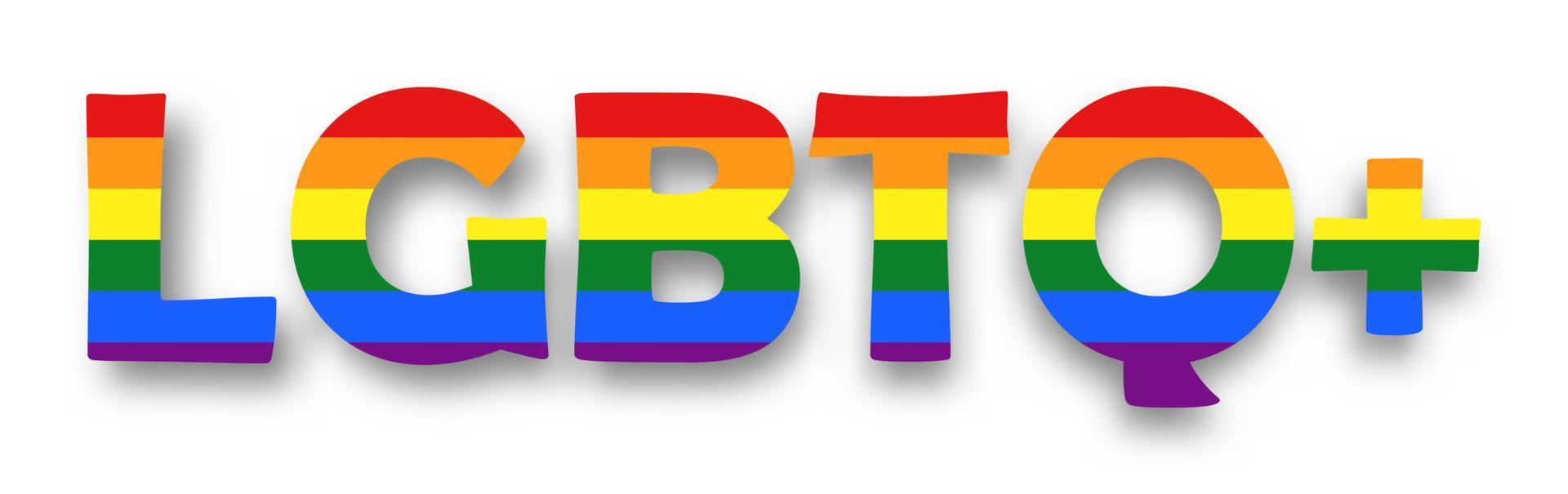 LGBTQ alphabet with rainbow flag design on white isolated background . Sexual orientation concept . Vector illustration .