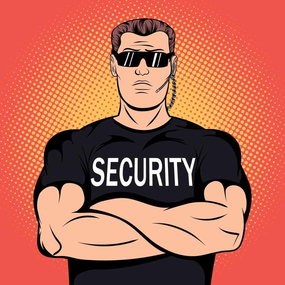 diseño de cómics de guardia de seguridad vector