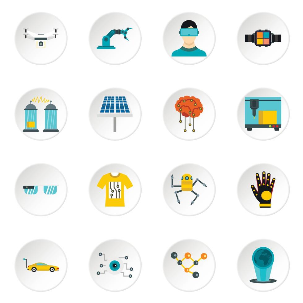 New technologies icons set, flat style vector