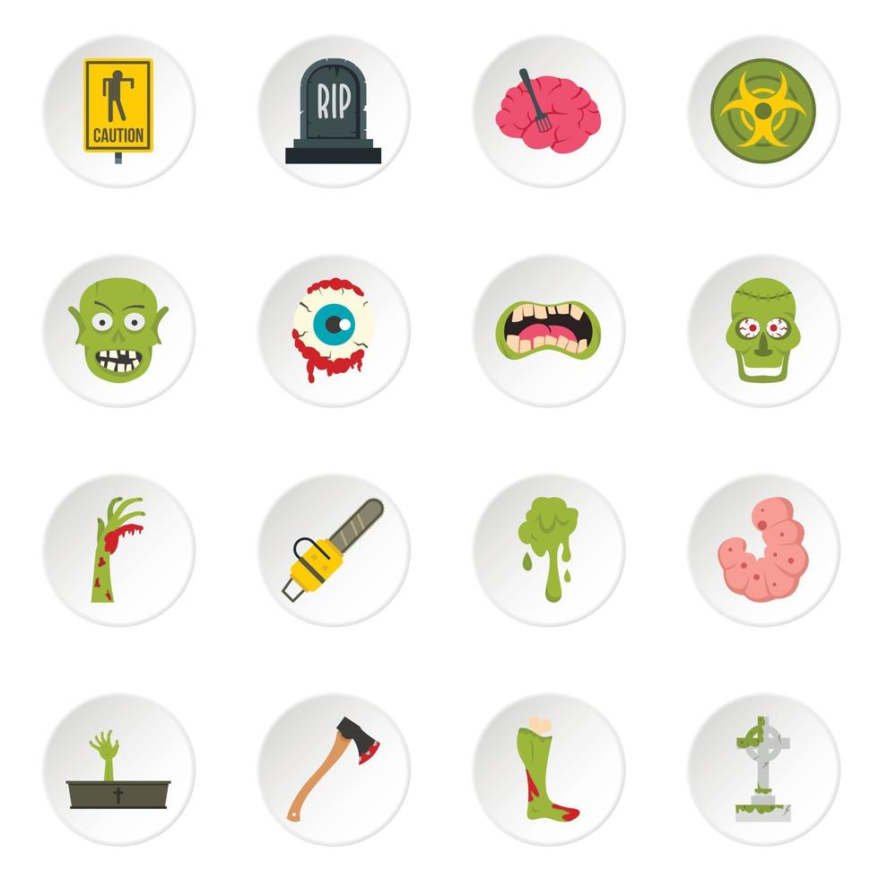 Zombie icons set in flat style vector