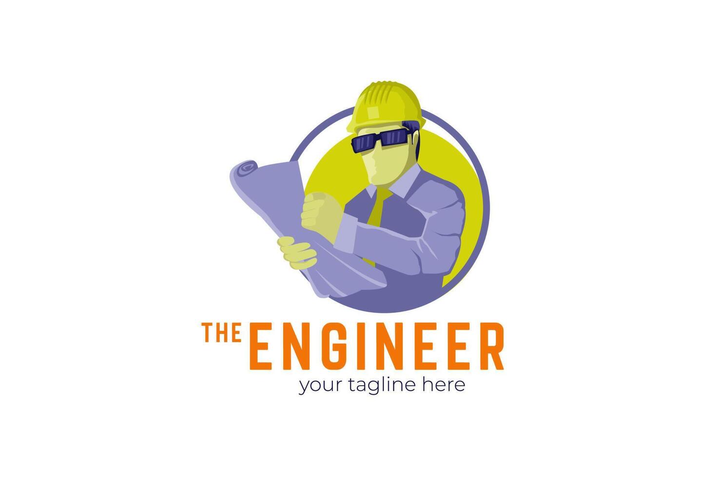 The Engineer logo template with glasses and hat worker vector