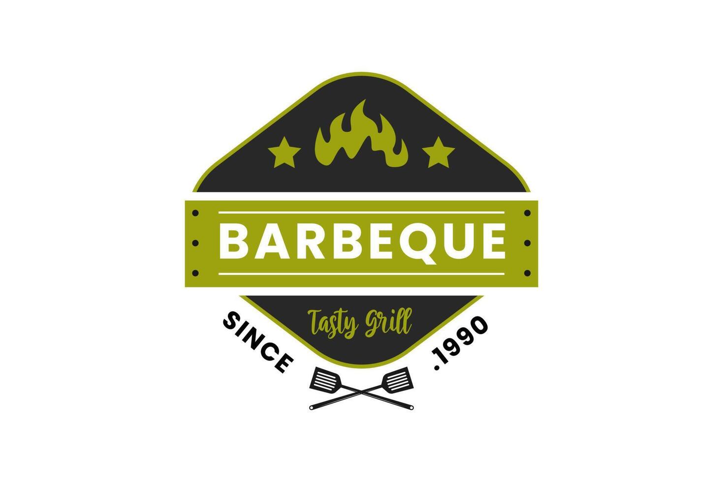 Classic logo barbeque tasty grill vector