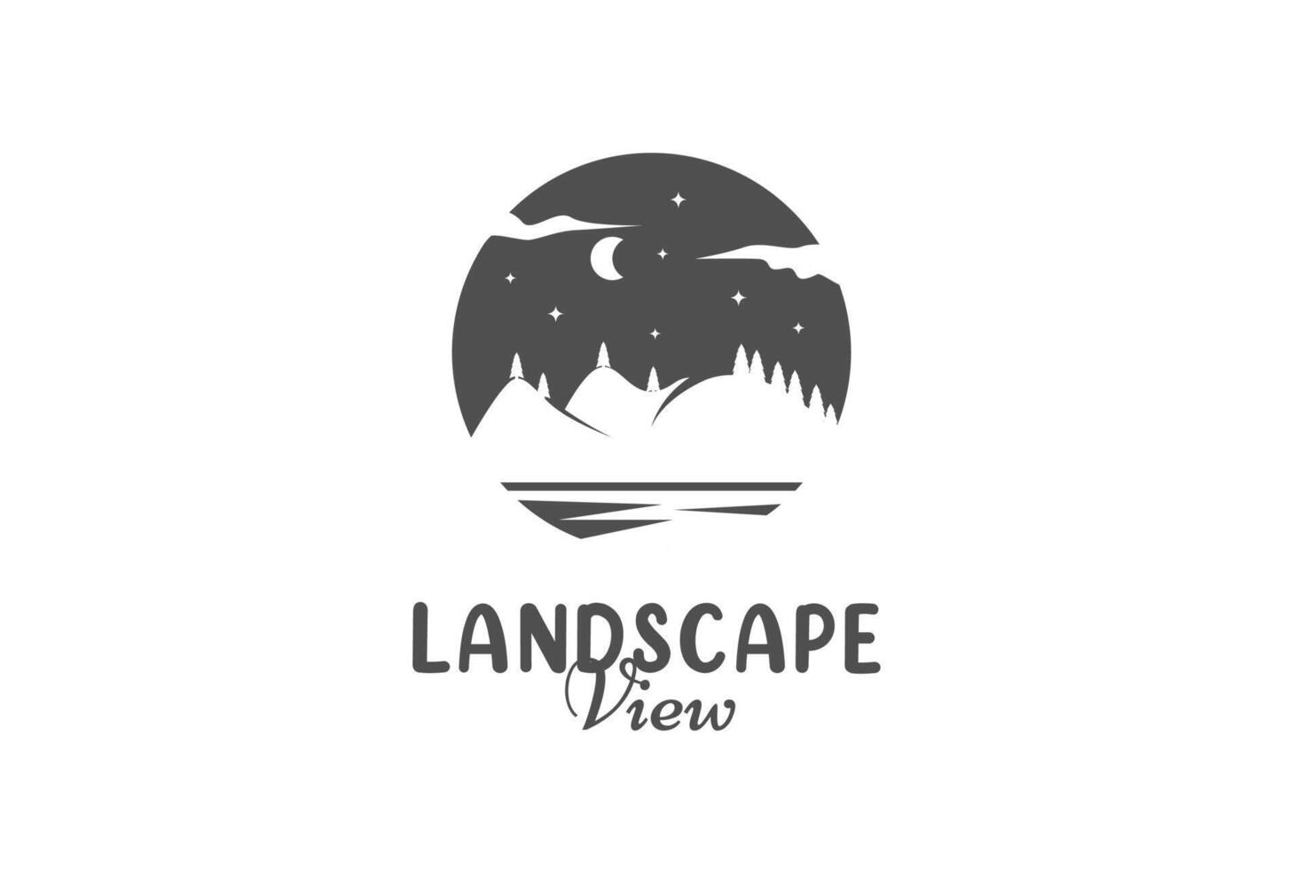 logo clásico vista del paisaje en la noche vector