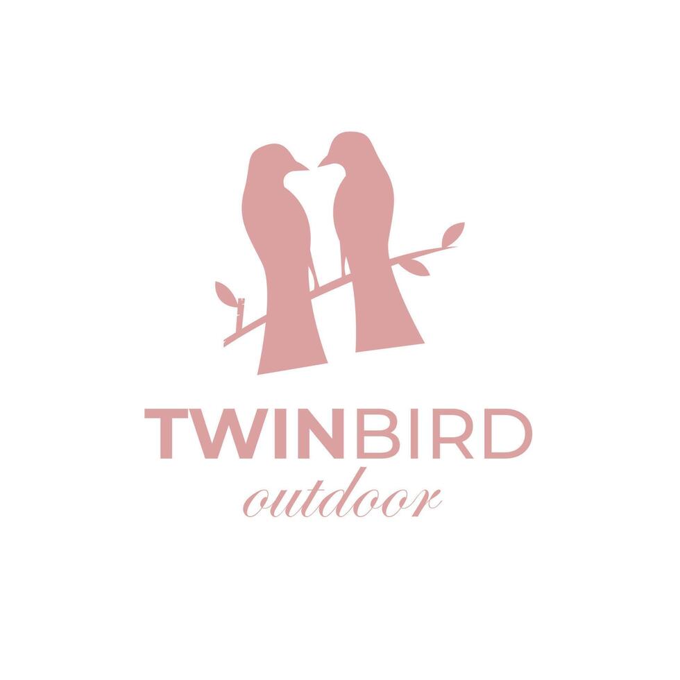 Twin bird pink logo modern template vector