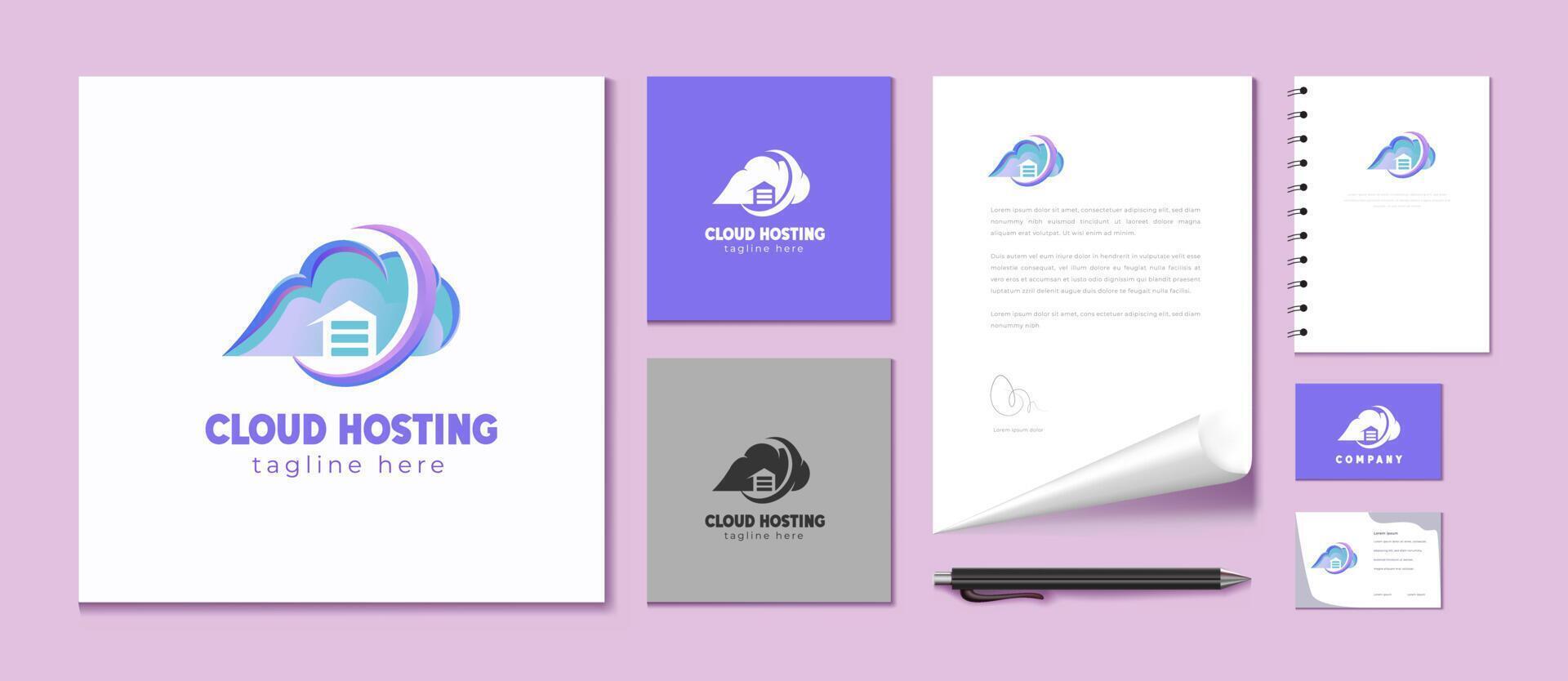 clouds hosting logo branding vector