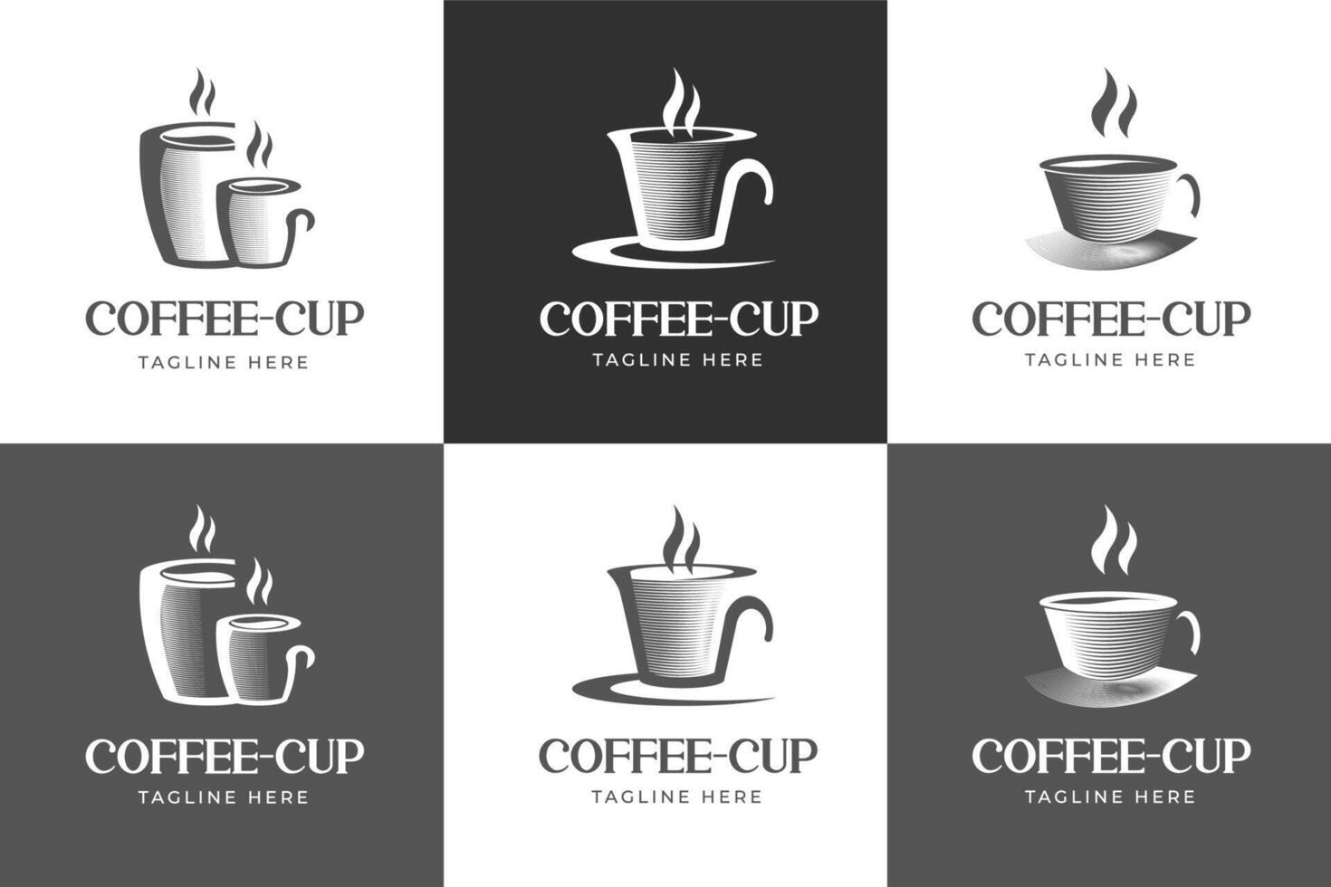 Set of logo coffee classic black and white vector
