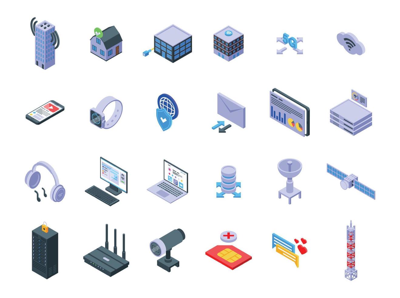 Internet provider icons set isometric vector. Host service vector