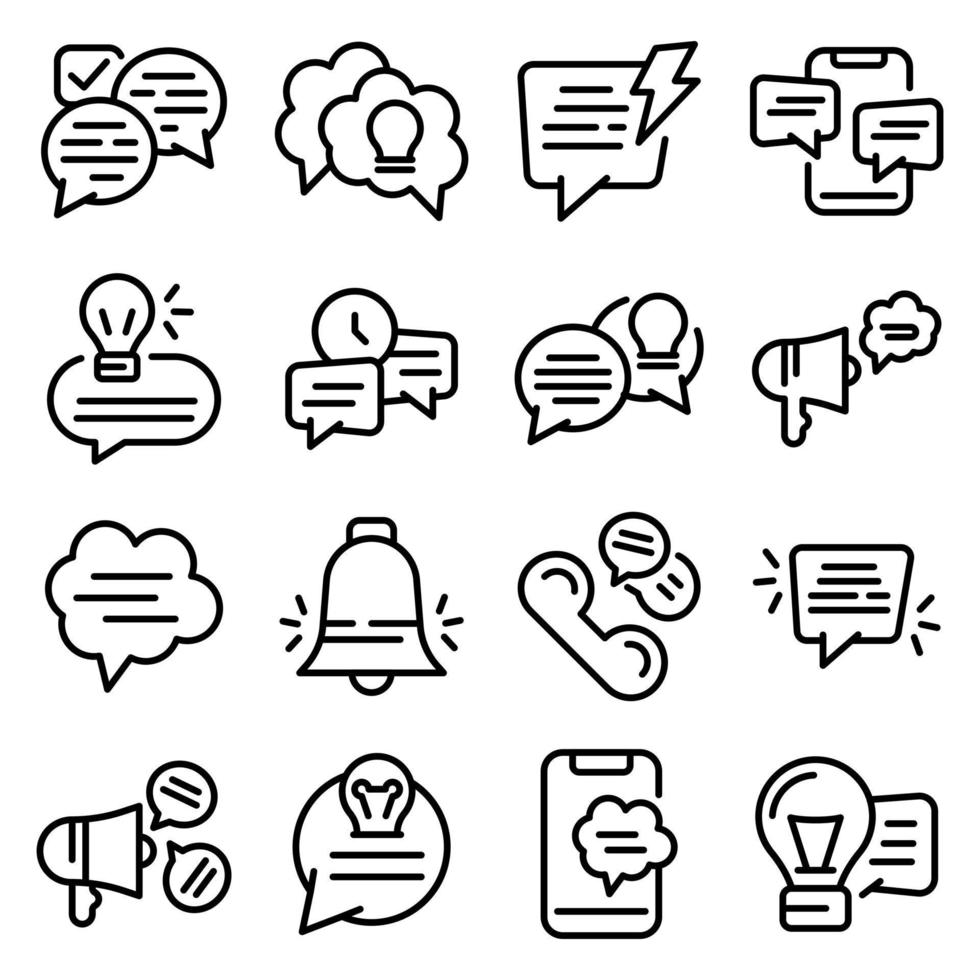 Tips icons set, outline style vector