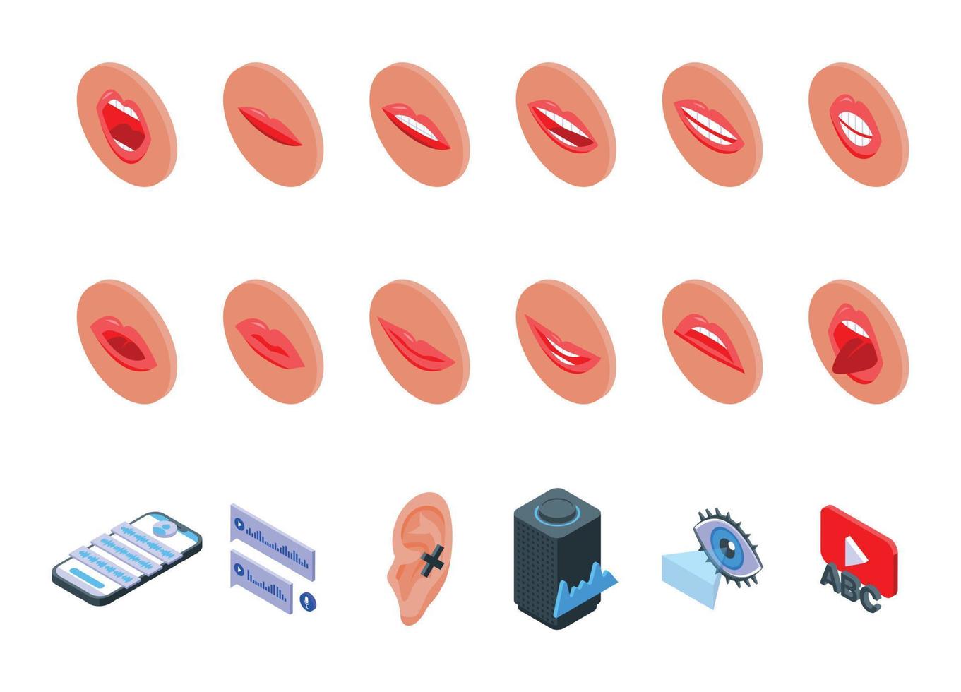 Articulation icons set isometric vector. Childhood development vector