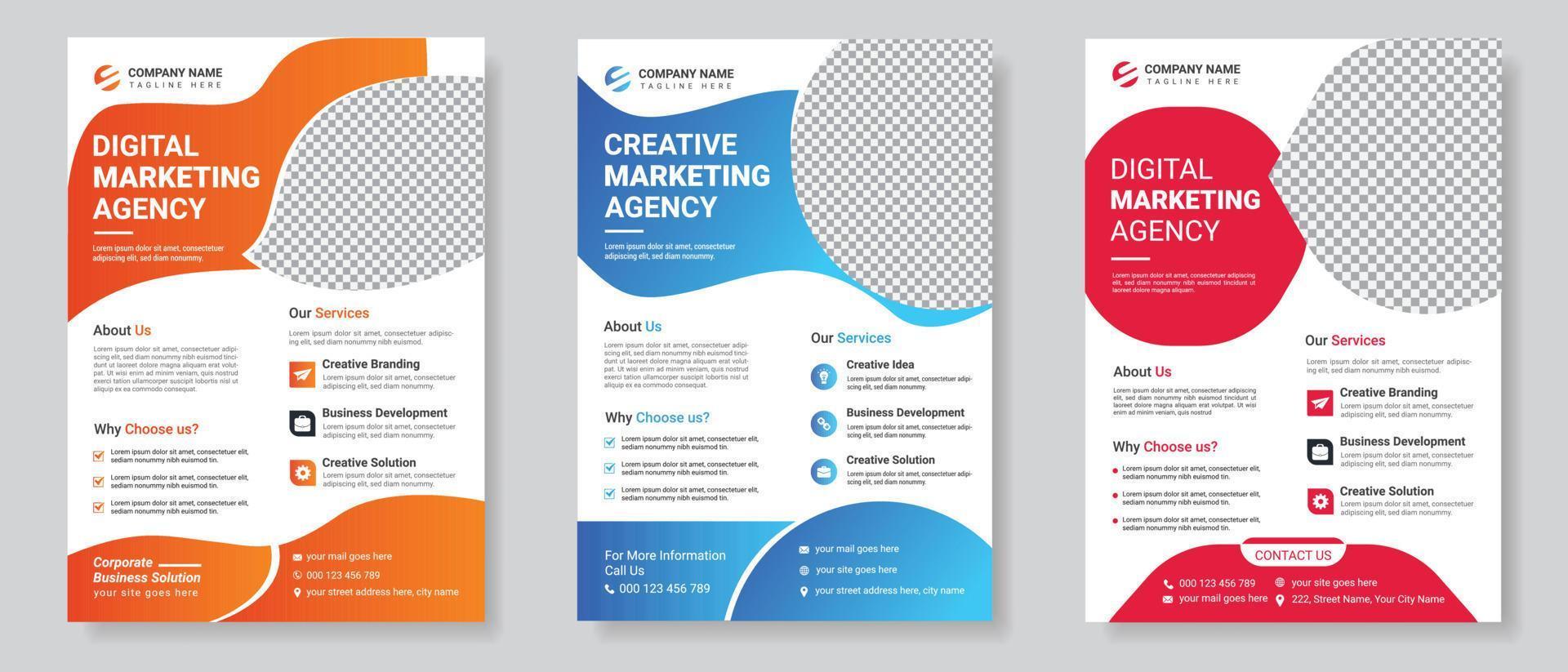 Corporate digital marketing agency business promotion a4 flyer template, business poster, company flyer or vector template design