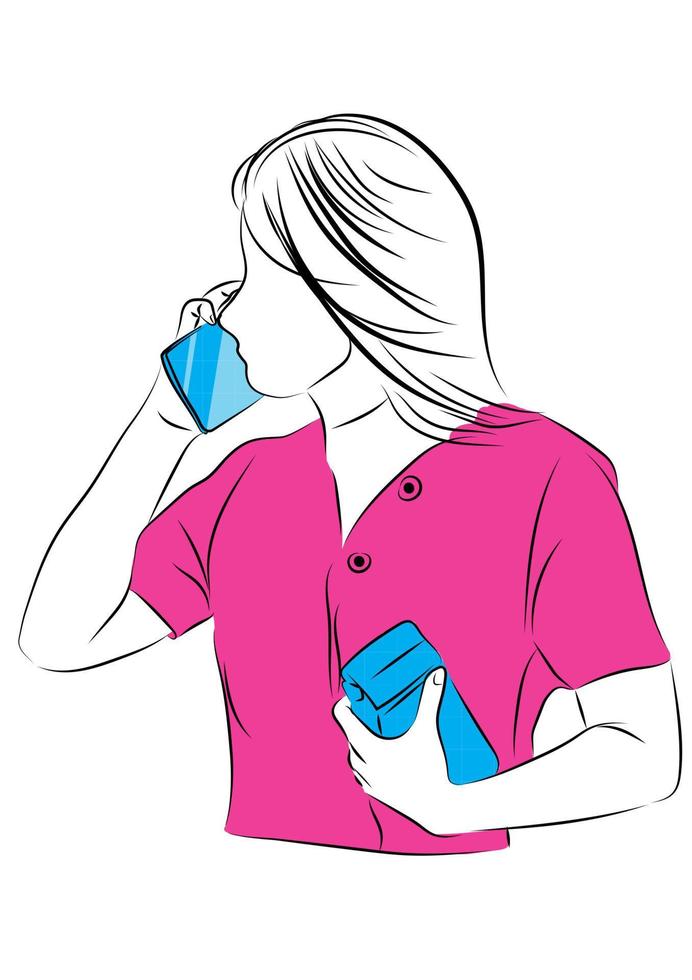business woman talk by smart phone vector illustration