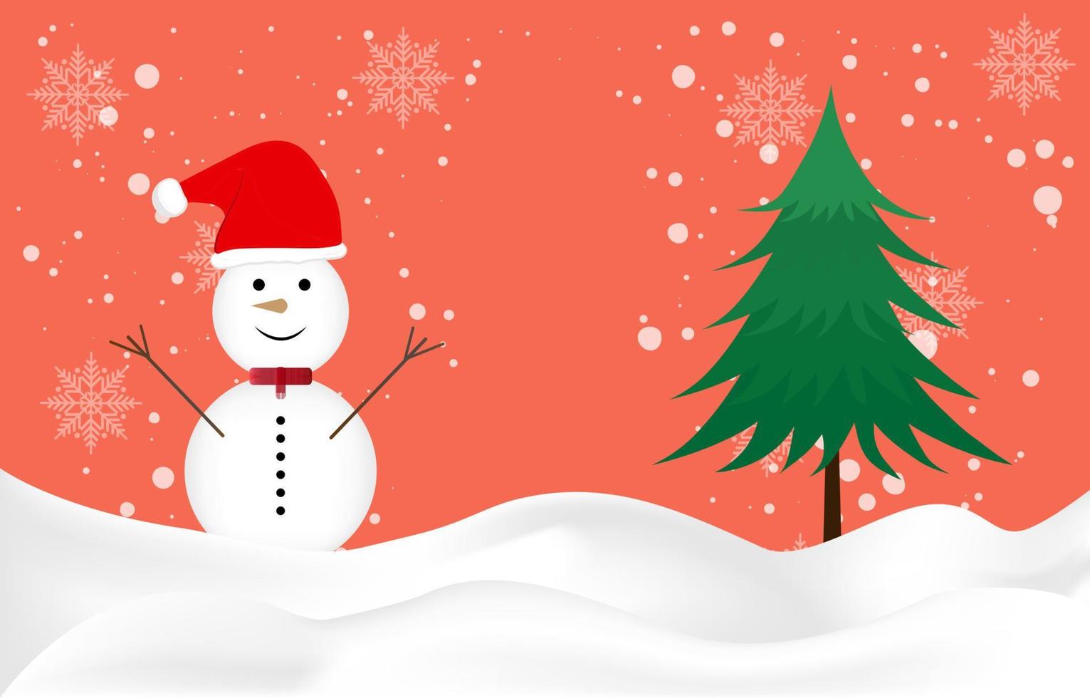 graphics design snowman and tree for paper Card for Merry Christmas Happy New Year design vector illustration