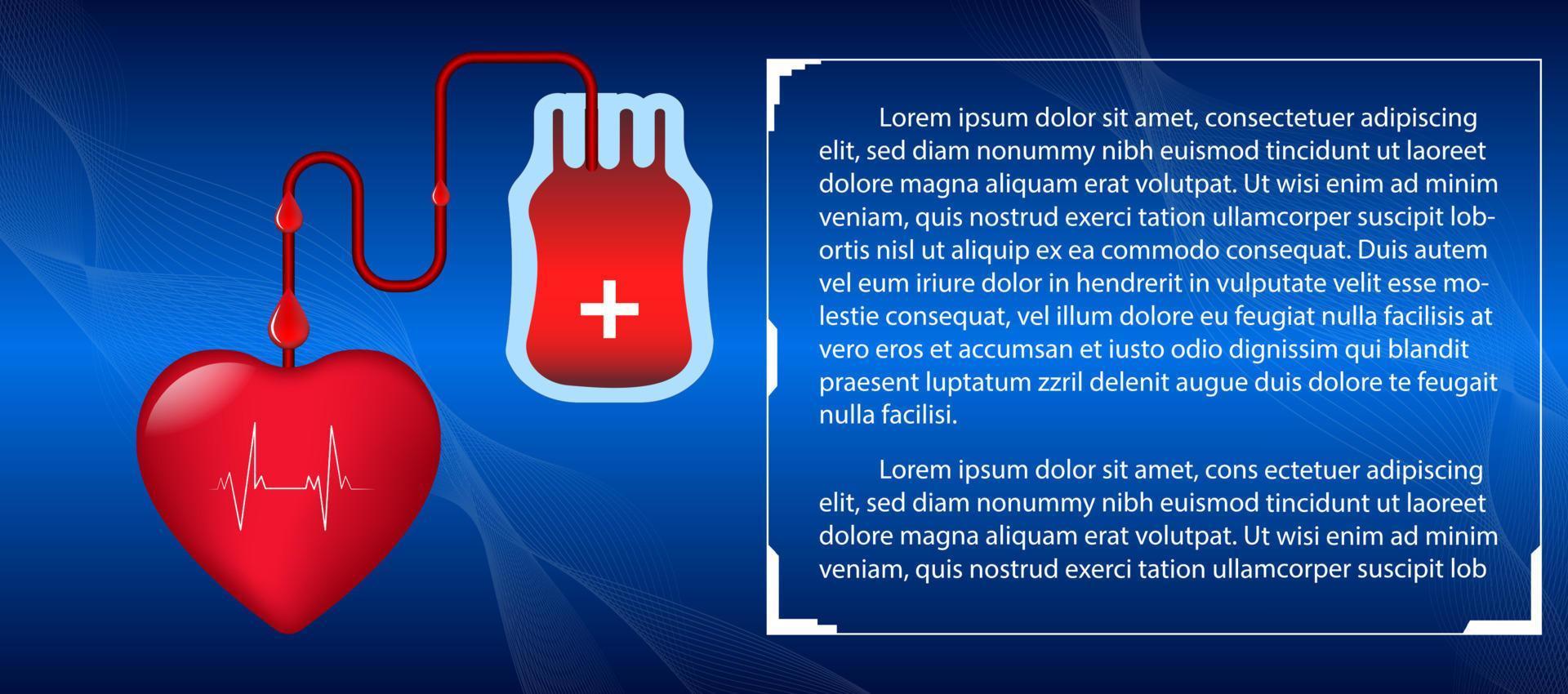 heart with blood bag and syringe concept GIVE BLOOD SAVE LIFE vector illustration