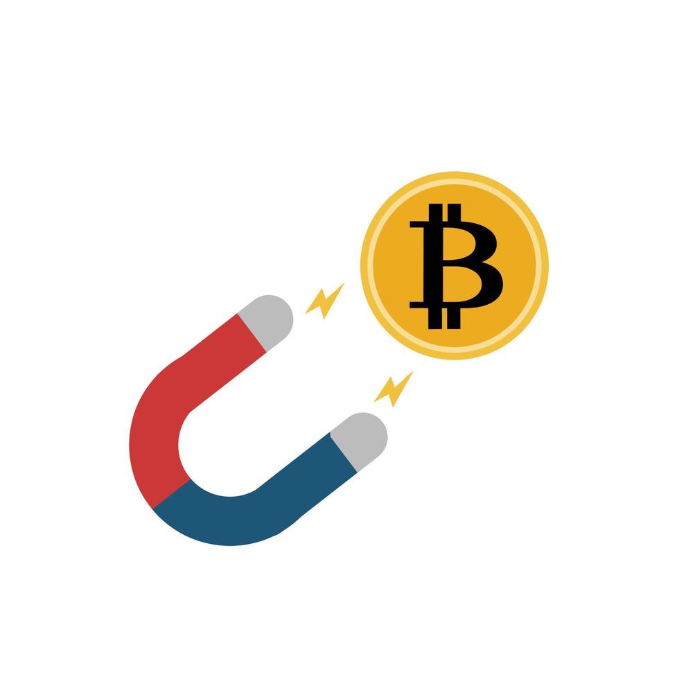 illustration vector of bitcoin magnet perfect for print,etc.