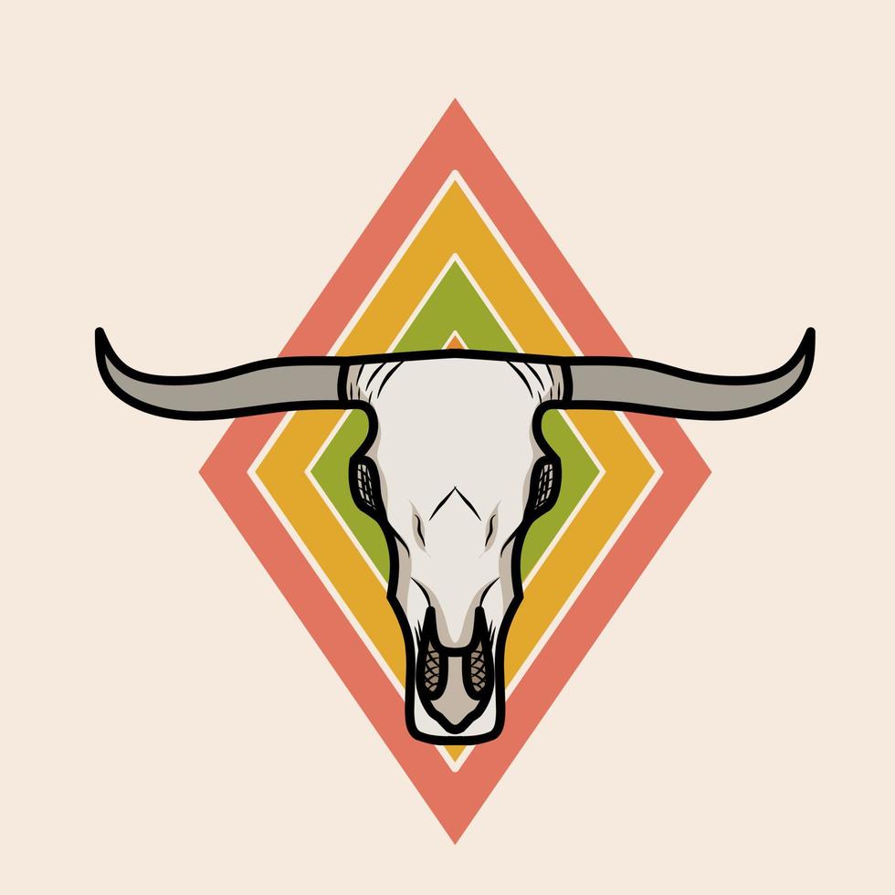 illustration vector of long horn bull perfect for print,etc.